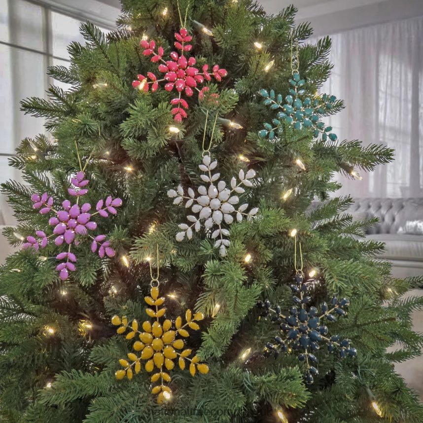 decoration | National Tree Company 6 Piece HGTV Home Collection Beaded Snowflake Ornaments F2L4F535